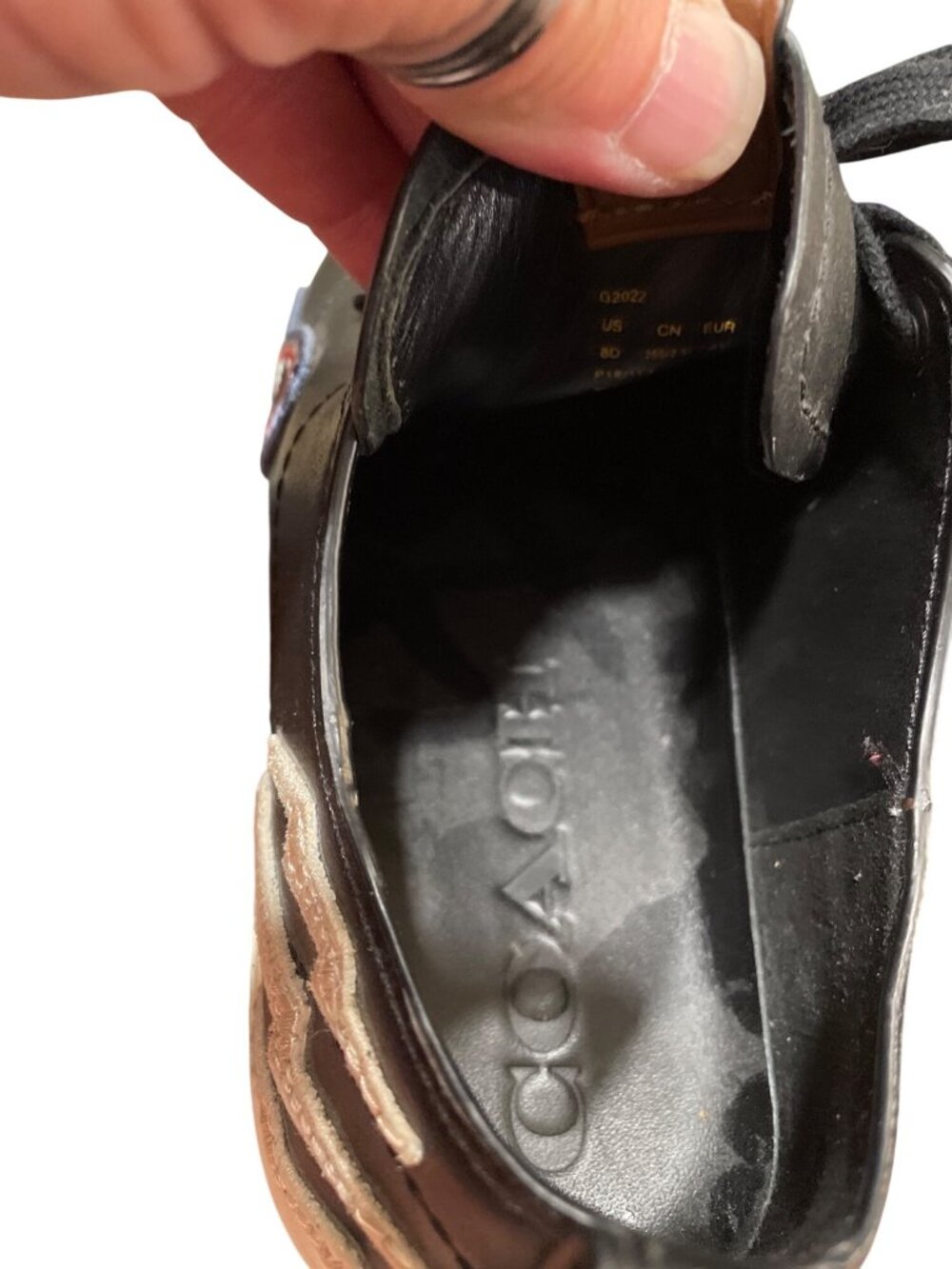 Coach wms black leather low top shark embroided Lightning sneaekrs sz 8D SKU 10- - Picture 11 of 16